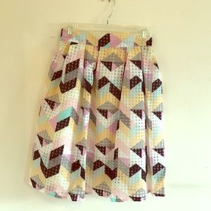 Pastel geometric midi skirt